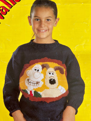 Digital Out-of-Print Patons Knitting Pattern PBN E2242 Wallace & Gromit age / size 5-12 years  - 1988