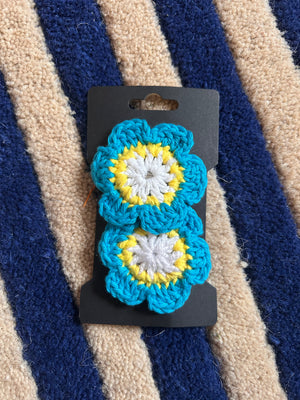 Crochet flower clip set