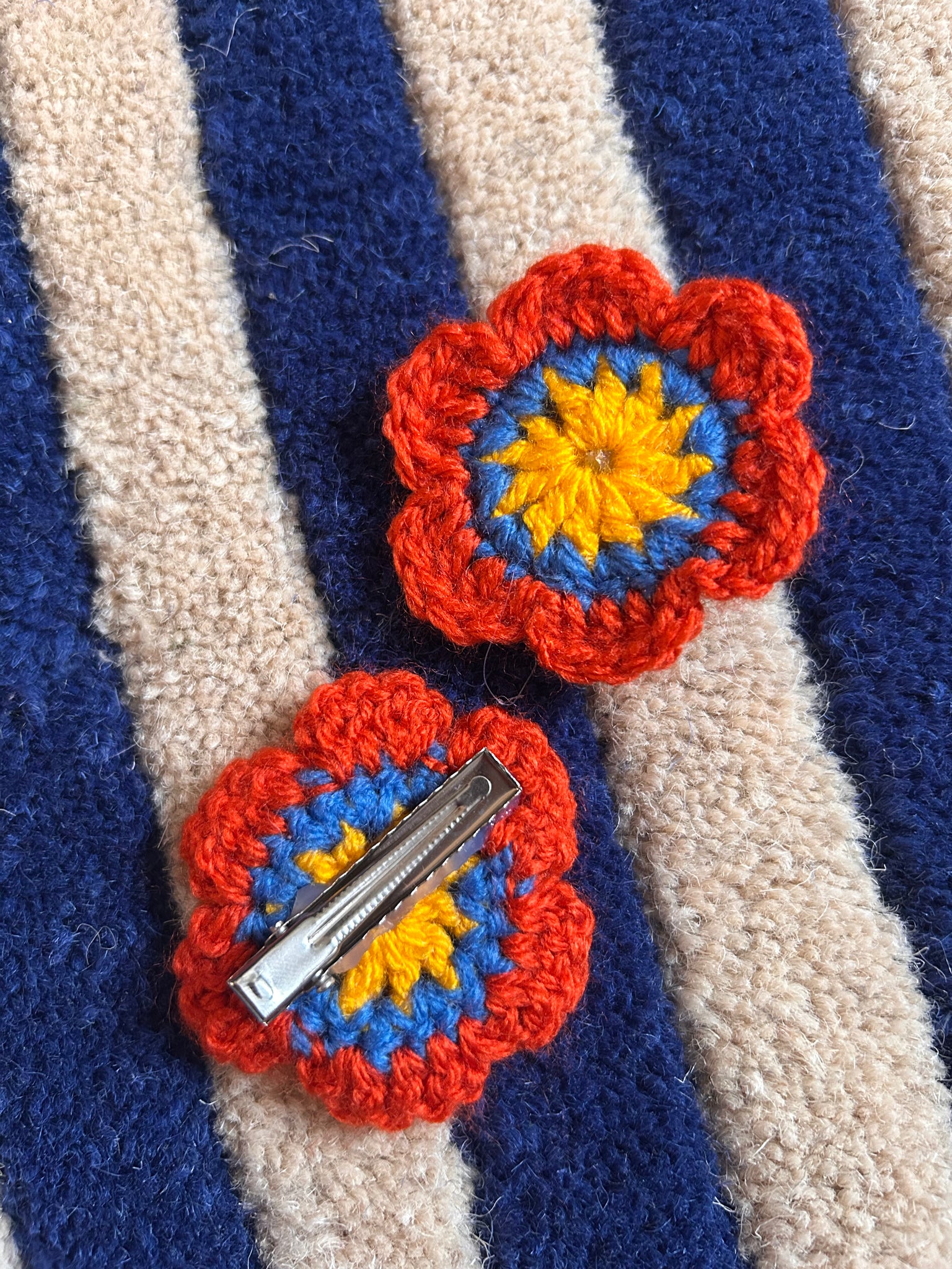 Crochet flower clip set