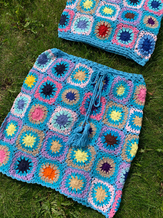 Patchwork Granny Square Skirt - XL