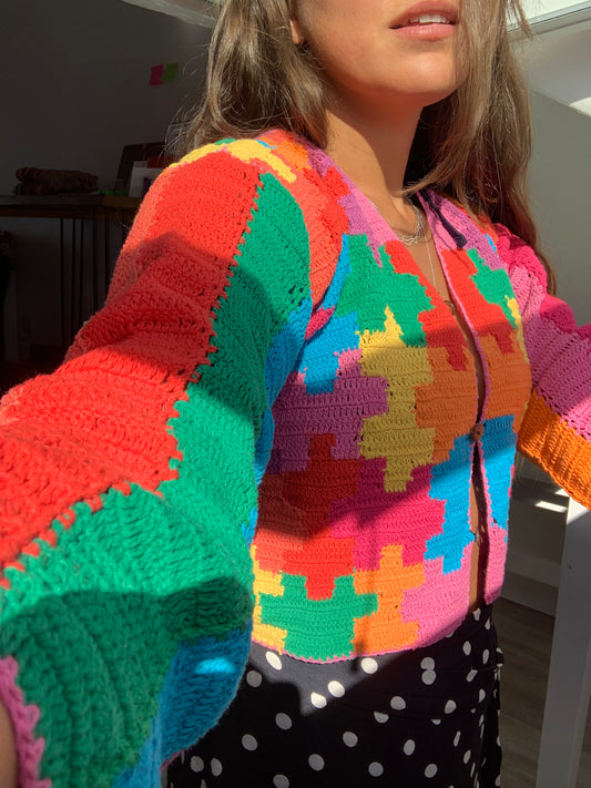 Puzzle Piece Crochet Cardigan