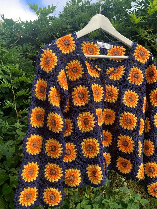 *REWILD* Sundance Kid in Blue Sunflower Cardigan