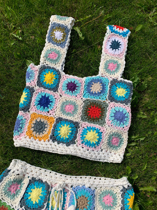 Patchwork Granny Square Crop Top - XL