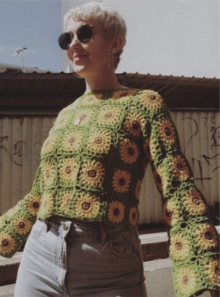 *REWILD* Sundance Kid Sunflower Crochet Jumper